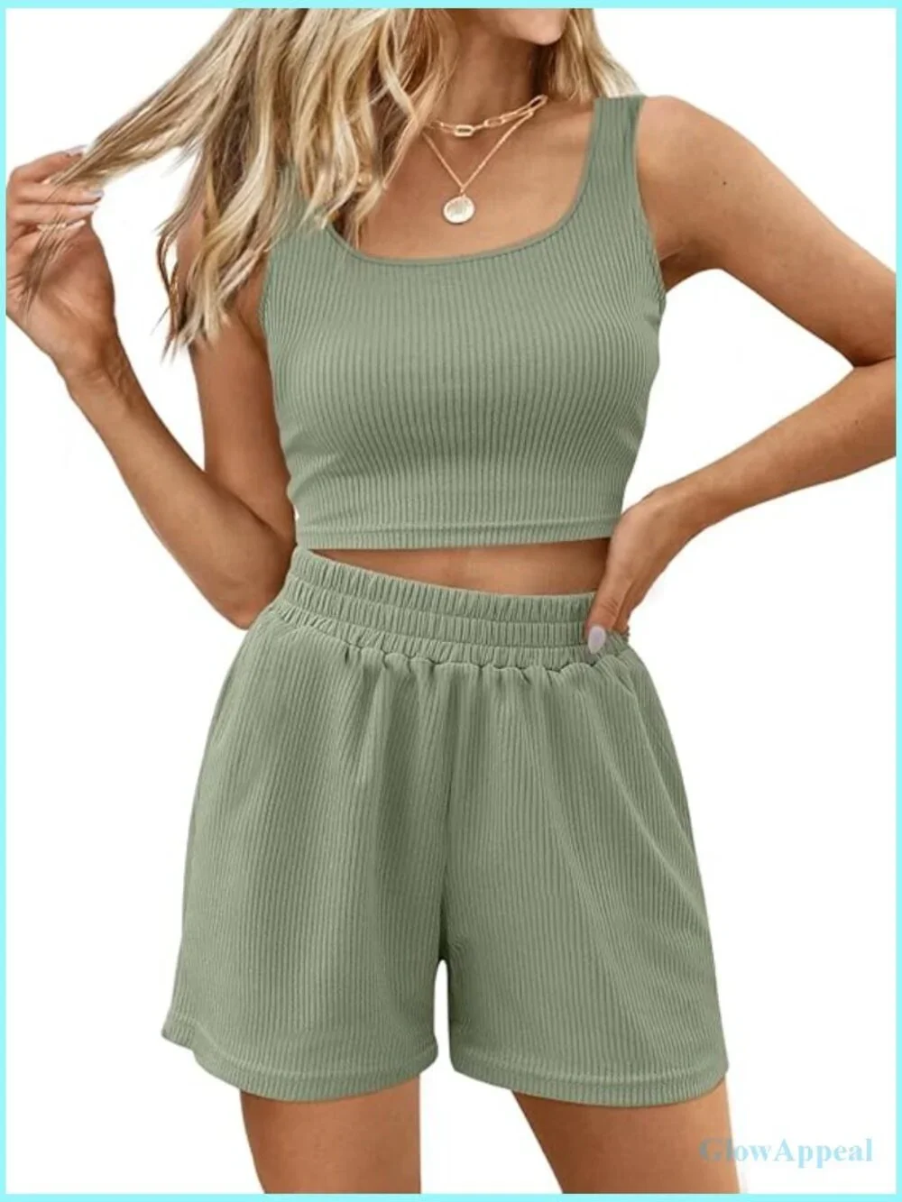 Sleeveless Lounge Crop Top High Waisted Short Set